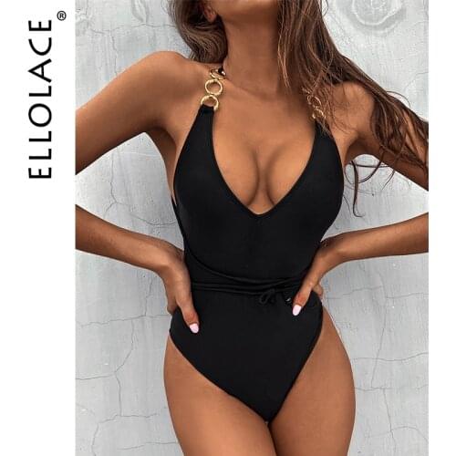 Ellolace Sexy New 2021 Wrap Around Padded One Piece Swimsuit Women Swimwear Female Backless Monokini Bather Bathing Suit Swim