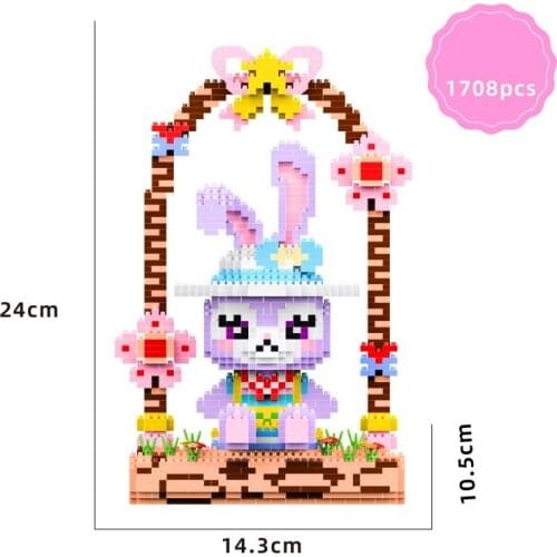Disneyland figures micro diamond block Disney world park swing rabbit StellaLou build brick educational toy nanobrick for girl