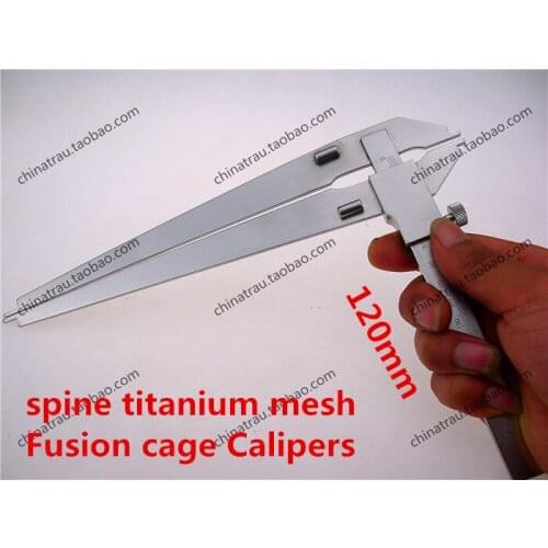 Medical orthopedic instrument spine Lumbar vertebra titanium mesh Fusion cage Calipers stainless steel Length measuring ruler AO