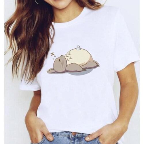 Fashion Totoro Print T Shirt Women Tops Casual Funny Tshirt Summer Short Sleeve Harajuku Shirt Tee Shirt Femme Camiseta Mujer