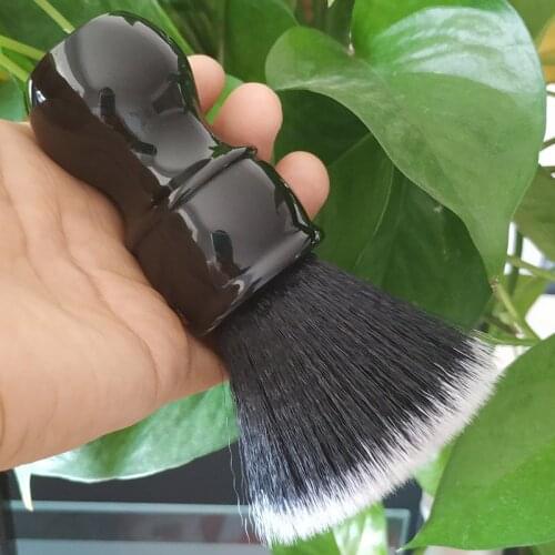 DS 24MM plat top black synthetic hair shaving brush with classic black resin handle for man beard tools Wet Shaving brush
