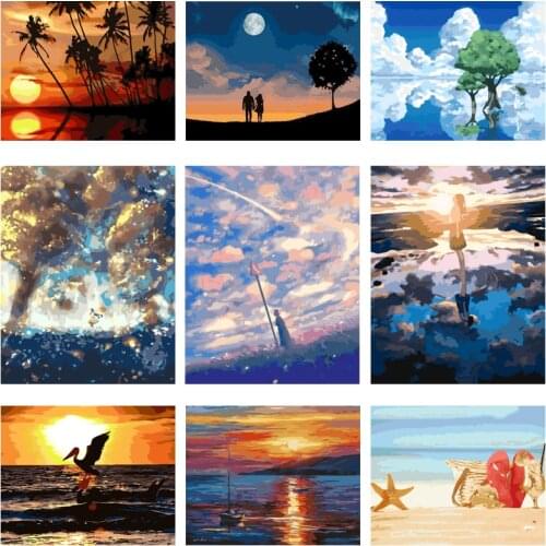 YIJIE DIY Painting By Numbers Landscapes Kits Drawing On Canvas HandPainted Painting Art Gift DIY Home Decoratio