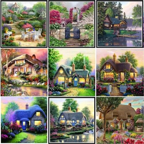 New DIY 5D diamond painting house landscape full diamond round diamond painting cross stitch crystal wall painting