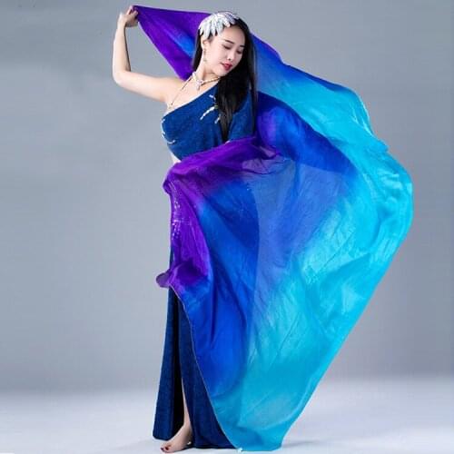 New Arrival Women Belly Dance Silk Veils On Sale Turquoise Blue Purple Standard Size 250*114cm