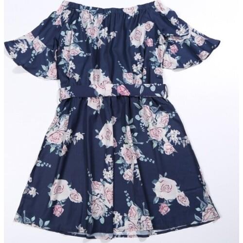 Family Dress Mother and Daughter Matching Girls Off Shoulder Floral Outfits Clothes Dresses Casual