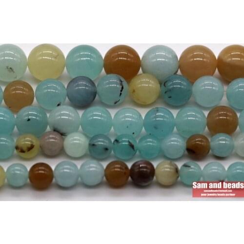 Wholesale Natural Stone Brazil Aquamarines Angelite Round Loose Beads for Jewelry Making DIY Necklace Bracelets