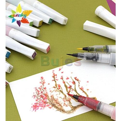 Original Japan Kuretake Shiny Sequin paint pen single head marker pen student watercolor pen multicolor watercolor art supplies