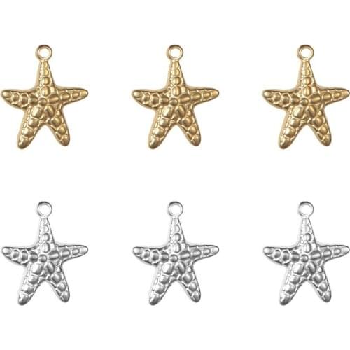 Stainless Steel Pendant Small Starfish DIY Necklace Earring Accessories Charms for Jewelry Making Bulk