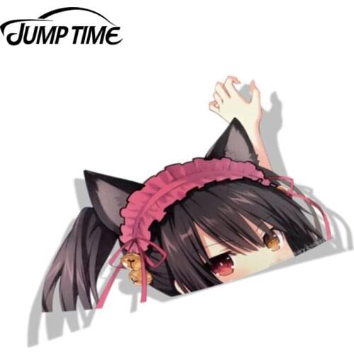 Jump Time 13cm x 9.6cm Funny Waterproof Kawii Sexy Girl Car Stickers Car Decals For Date A Live Kurumi Anime Vinyl Car Wrap
