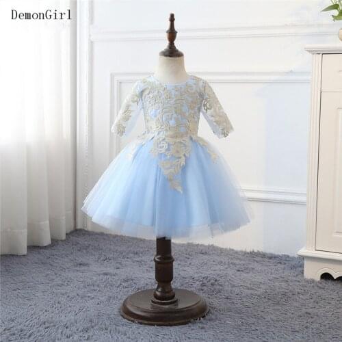 Puffy Tulle Baby Girl Dress Kids Birthday Party Gown Knee Length Infant Christening Party Prom Dress