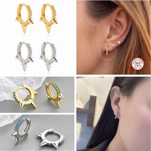 925 Sterling Silver Hoop Earrings Round Circle Ear Buckle for Women Silver Gold Color CZ Earrings Jewelry Gift