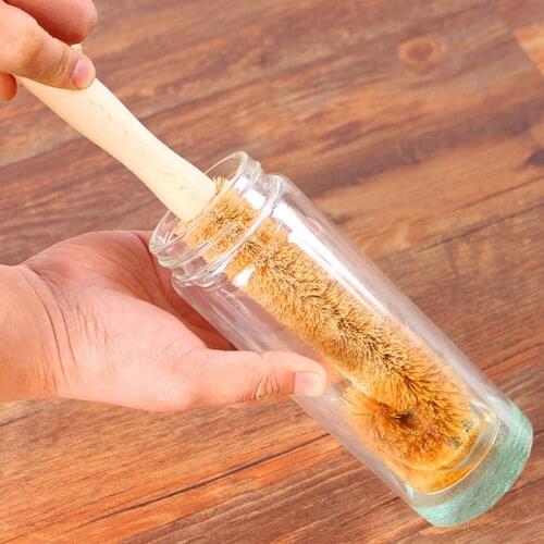 Coconut Tree Cup Brush Long-Handled Bottle Brush Kitchen Washing Cup Tweezers Glass Decontamination Helper Cleaning Brush