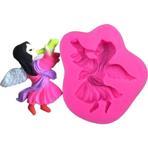 Angel blowing a horn Shaped fondant silicone moulds silikon form for chocolate jelly pastry candy cake kitchen DIY tools FT-0205