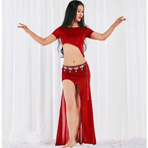 Top+long Skirt Set Dress for Belly Dance sexy Women Professional Stage Peformance dance Costumes Suit one size