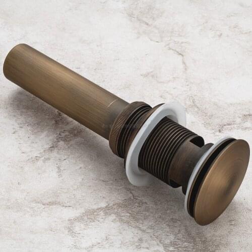 Vintage Retro Antique Brass Large Round Cap Pop UP Bathroom Vessel Basin Sink Drain With Overflow asd003