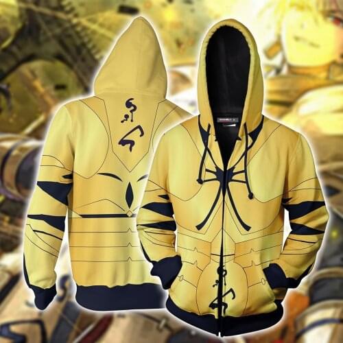 New Fate Stay Night Sweatshirt Coat Gilgamesh Cosplay Costume Casual Jacket Women Men Cltothes Casual Yellow Street Hoodie