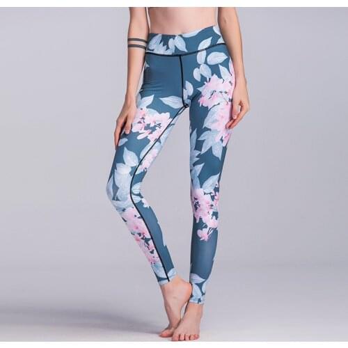Seamless Women Leggings Fitness High Waist Push Up Flower Printing Polyester Leggings Casual Workout Leggings