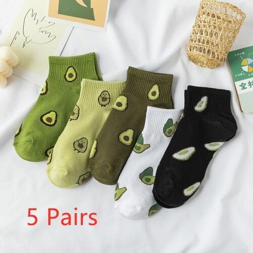 Women Avocado Ankle Socks Cotton Cartoon Calcetines Mujer Boat Short Socks Female Invisible Cute Breathable Meias Chaussettes