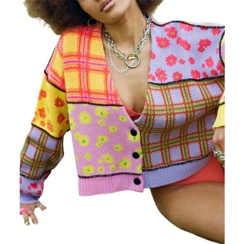 Elegant Flower Color Long Sleeve Knit Cardigan 2021 Oversized Sweater Women Fashion Jacket Womens Autumn sweaters