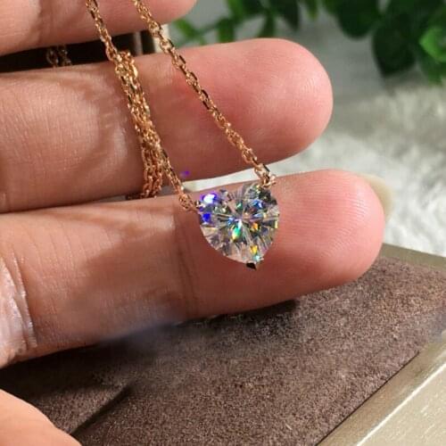 Lovely Love Heart Rose Gold Transparent Zircon Pendant Women Fashion Jewelry Long Chain Statement Necklace necklaces for women