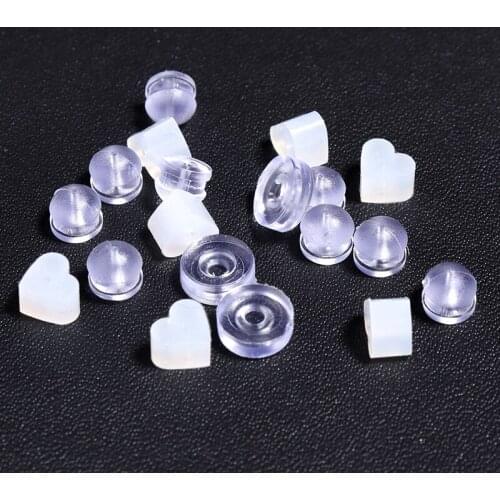 100pcs/Lot Heart Hamburger Rubber Earring Back Silicone Round Ear Plug Blocked Caps Earrings Back Stoppers Jewelry Findings