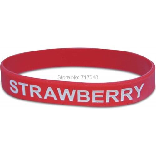 100pcs Strawberry Red Fruit wristband silicone bracelets free shipping by epacket A