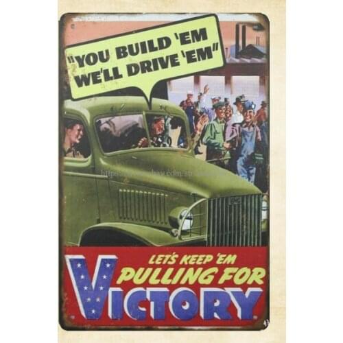 1943 GMC Builds War Trucks for Victory Metal Tin Sign 20X30 Home Decor