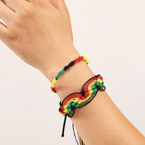 2 Pcs/Set Bohemian Ethnic Multicolor Rope Weave Handmade Bracelets For Women Boho Fashion Lace-up Adjustable Charm Bracelet