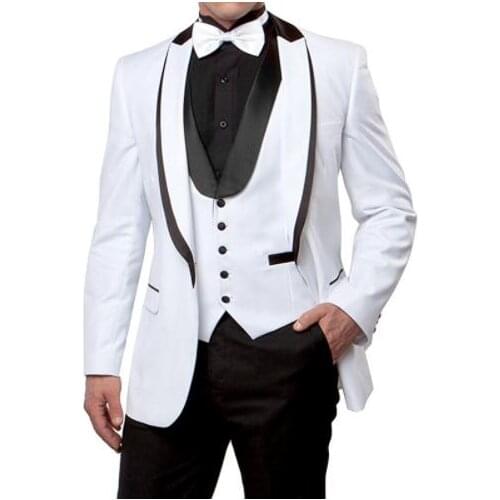 2018 Tailor-Made White Men Suit Business Slim Fit Formal Groom 3 Piece Wedding Suits Prom Tuxedo Costumes Blazer Terno Masculino