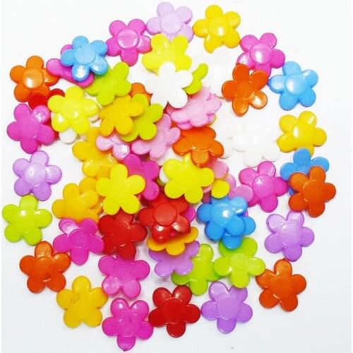 30PCs 50PCs 100PCs Mixed Colors 15mm Flower Petal Plastic Buttons Sewing Scrapbooking Decor Handmade children Diy Paste Button