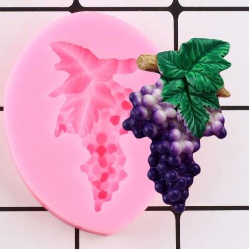3D Grape Silicone Mold Party Fruit Fondant Cake Decorating Tools Cupcake Topper Chocolate Gumpaste Polymer Clay Candy Moulds