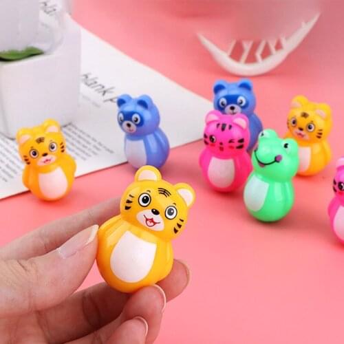5Pcs/Set Multicolor Mini Tumbler Cute Roly-poly Kids Toys Cartoon Animal Piggy Tiger Kitten Tumbler Wacky Toy Children Gifts