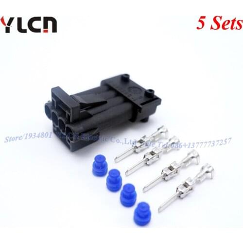 New Brand 5 Set Kit 4Pin Way Automotive Waterproof Sealed Sensor Electric Wire Connectors Female Set 1-965261-1
