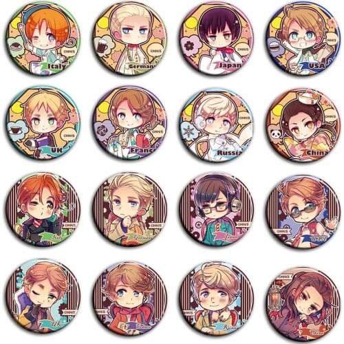 58 mm Hetalia Axis Powers cartoon badge pin World Wrinkle Cute Buttons