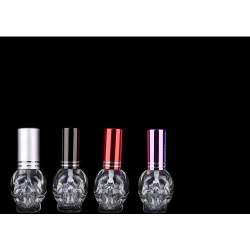 5PCS 8ml Skull Head Transparent Sub-bottom Toner Spray Bottle Square Glass Perfume Bottle Glass