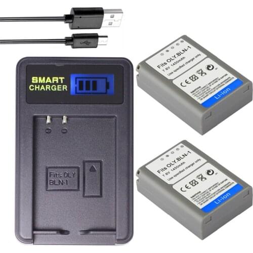 Doscing 2x BLN-1 PS BLN1 PS-BLN1 Battery + LCD USB Charger for Olympus OM-D E-M1 E-M5 Mark II PEN-F E-P5 EM1 EM5 PENF EP5