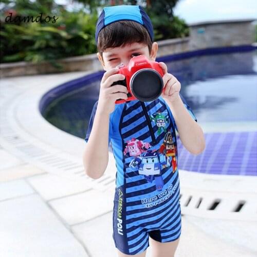 Bikini 2019 Children Swimwear Boys One Piece Swimsuit Boys Tshirt Clothes Kids Beach Dress Diving Bath Suits