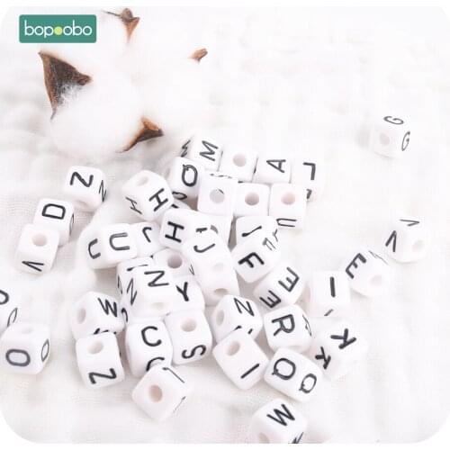 Bopoobo 50PC 13-18 months 10mm Acrylic Beads White Alphabet Beads For Jewelry Making Kid Diy Material Letter Gift Ecofriendly