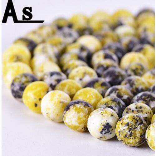 Asingeloo Yellow Pine Natural Stone Beads Loose Stone Beads for DIY Making Bracelet Necklace Jewelry