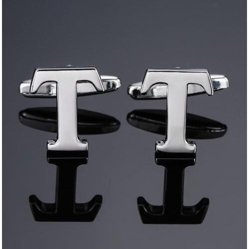 DY new High grade brand Brass material Silvery letter T Cufflinks Mens French shirt Cufflinks free shipping