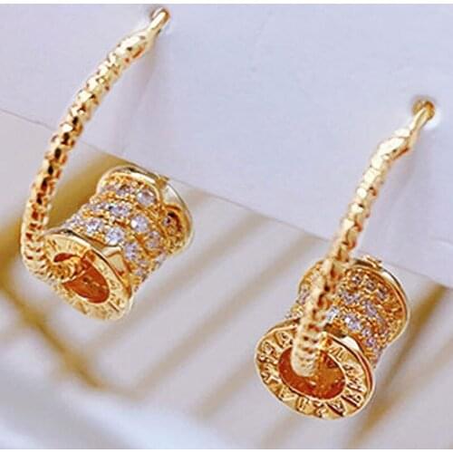 Temperament Small Waist Round Fashion Earrings Exquisite Shine 14k Real Gold Earrings For Women Luxury Wedding Accessories Gift