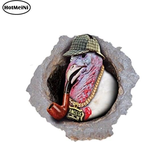 HotMeiNi 13cm x 12.3cm Gangsta Turkey Gobbler Car Sticker Torn Metal Decal Reflective Stickers Funny Turkey Gobbler Decals