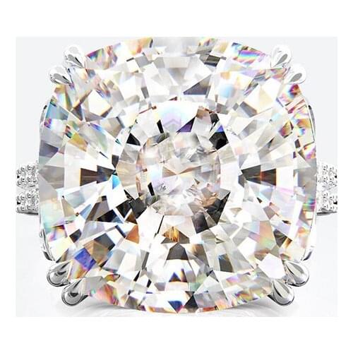 Luxury 100% 925 Sterling Silver Created 14*14mm Wedding Rings For Women Pass Diamond Test Shiny Party Jewelry Fine Jewelry Gift