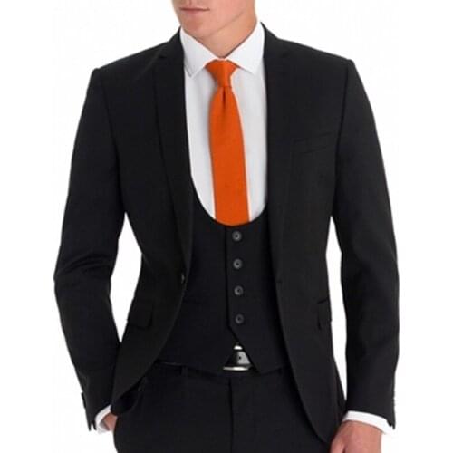 Black 3 Pieces Mens Wedding Suits Slim Fit Single Breasted Business Jackets vest and Pants Costumes Terno Masculino Clothing