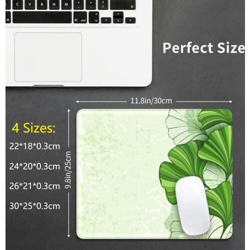 Mouse Pad Stylized , Green And Contour , Brown Leaves Of Ginkgo Biloba On Green , Textured , Paper Background. Ginkgo Biloba