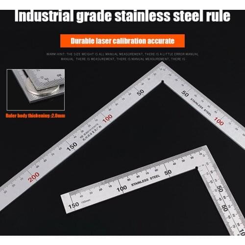 Square Ruler Stainless Steel Square Ruler Thickened L-Shaped Plate Ruler Right Angle 90 Degree Turn Ruler Curved Ruler