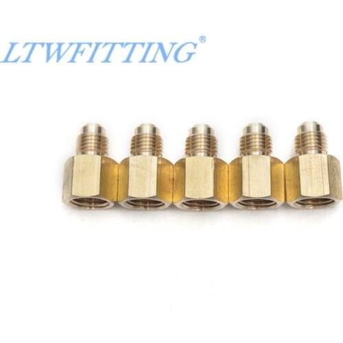 LTWFITTING Brass Flare 1/4" OD x 1/4" Female NPT Female Connector Tube Fitting