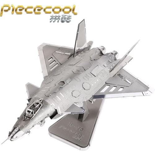 MMZ MODEL Piececool 3D Metal Puzzle J20 jets plane Model kits DIY Laser Cutting Assemble Jigsaw Toy GIFT For Adults