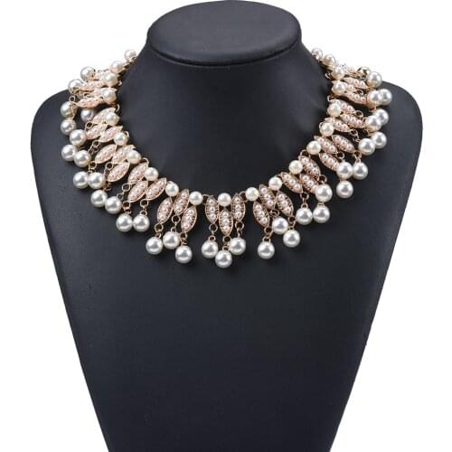 ZA Trendy Vintage Simulated Pearl Chokers Handmade Beads Chain Statement Necklace Maxi Bridal Jewelry Wholesale Dropshipping