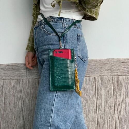 Fashion INS Business Credit Slim Women Men Card Holder Phone Purse Holder Pouch with Zipper and Side Car Key Hook